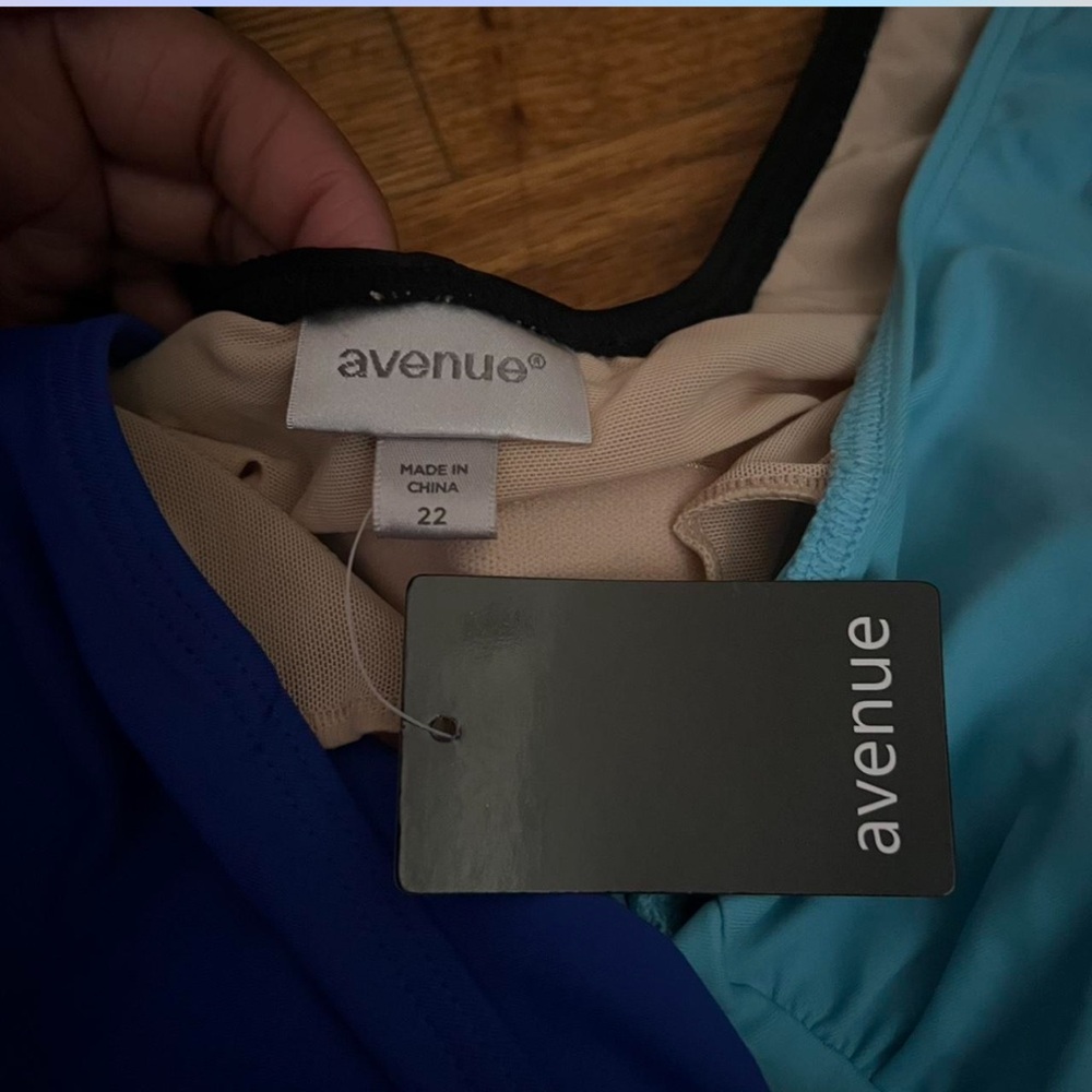 Avenue Two-Tone Swimsuit in Blue and Tan